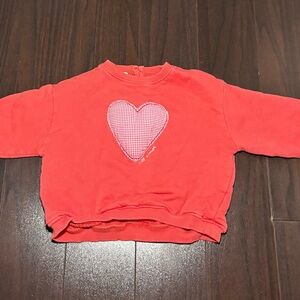 Zara Kids Coral Heart Sweatshirt